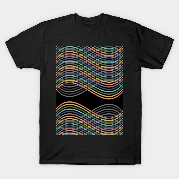 Abstract Infinity in Rainbow & Shades of Gray T-Shirt by Andrea Maxwell Design